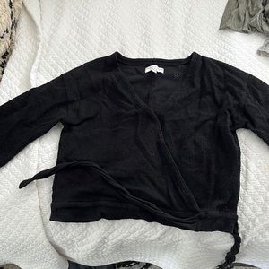 Black cropped wrap around top